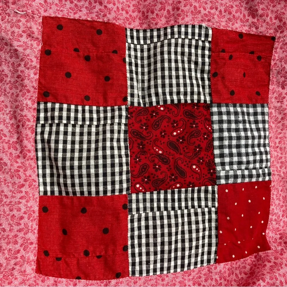 Vintage Quilt top handmade 9 Patch 92x155”